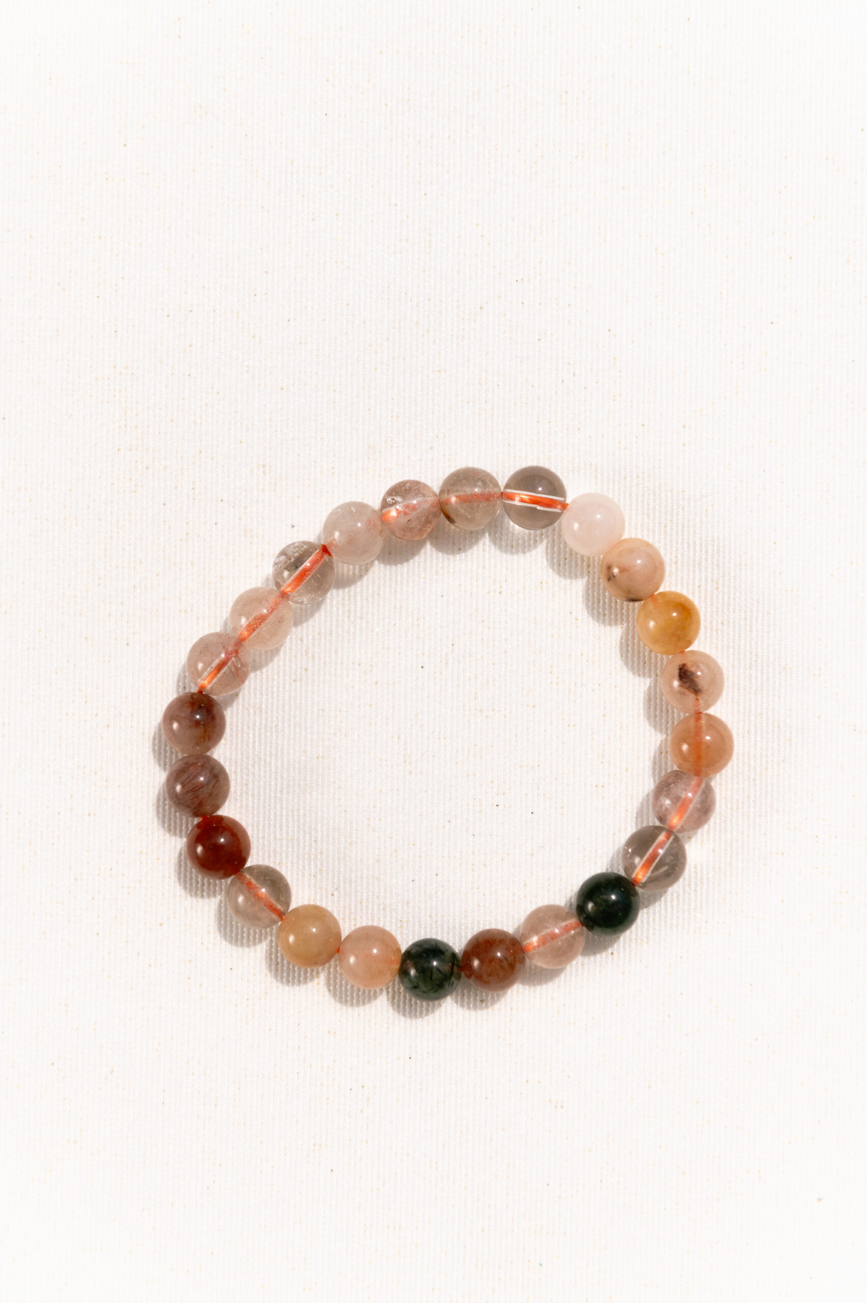 Bracelet Boule 08mm Cristal De Roche Rutile Multicolore