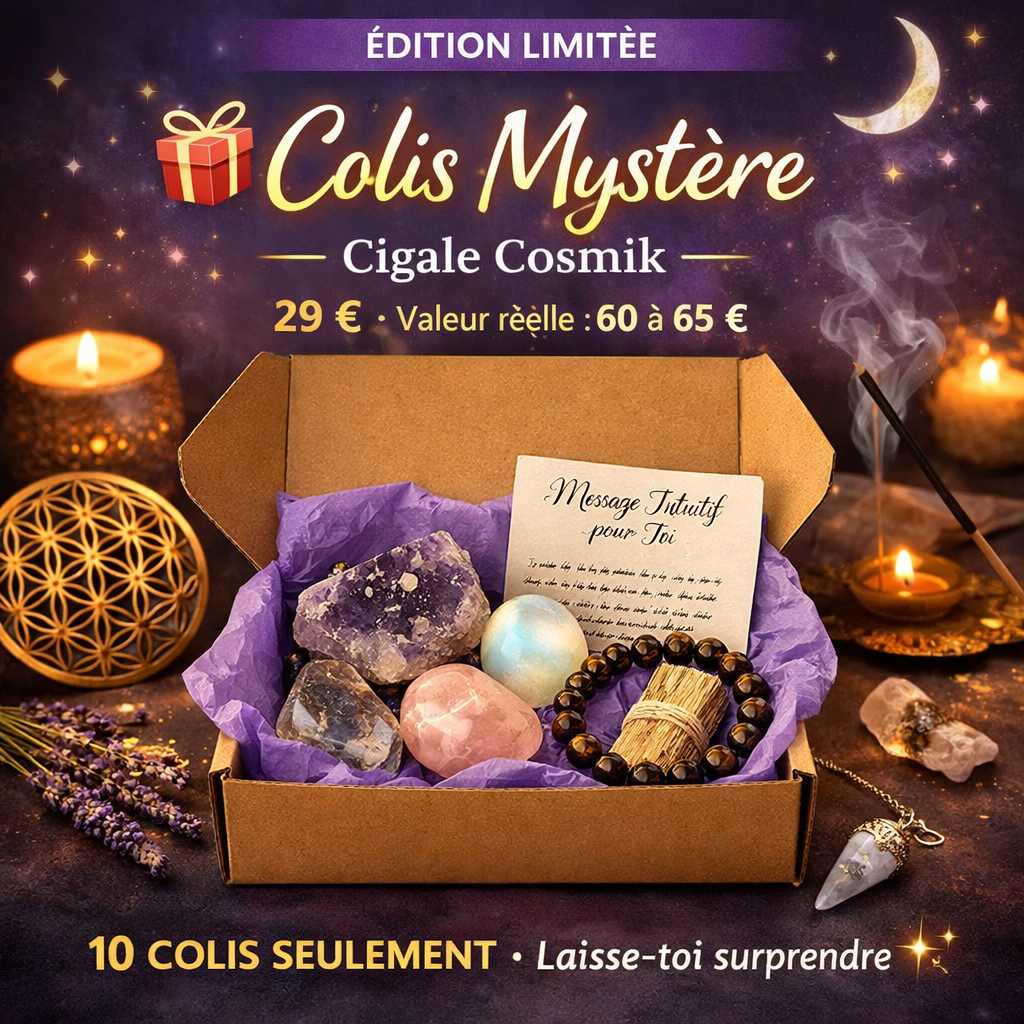Colis mystère Cigale Cosmik – cristaux surprises et message intuitif