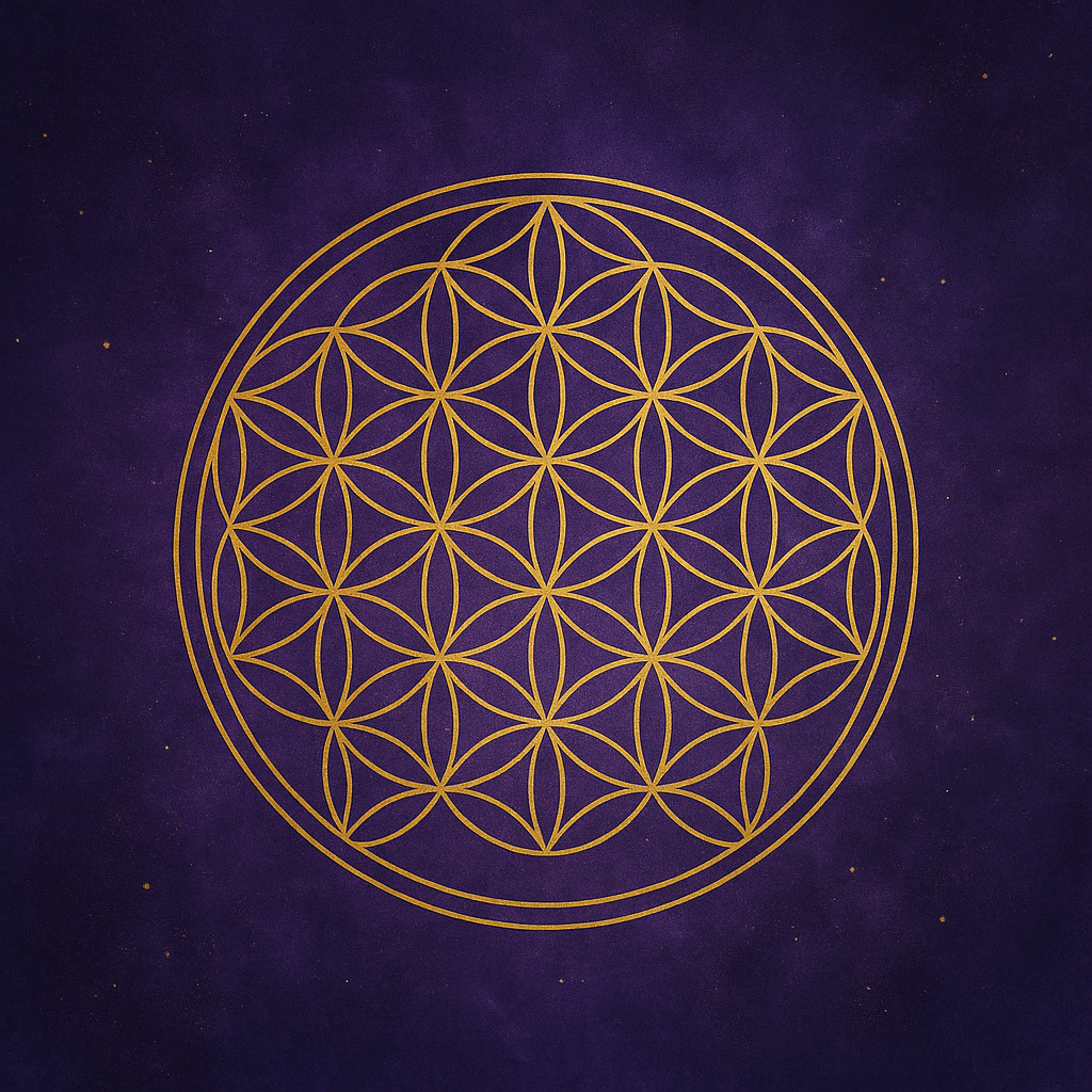 Fleur de Vie dorée symbole géométrie sacrée